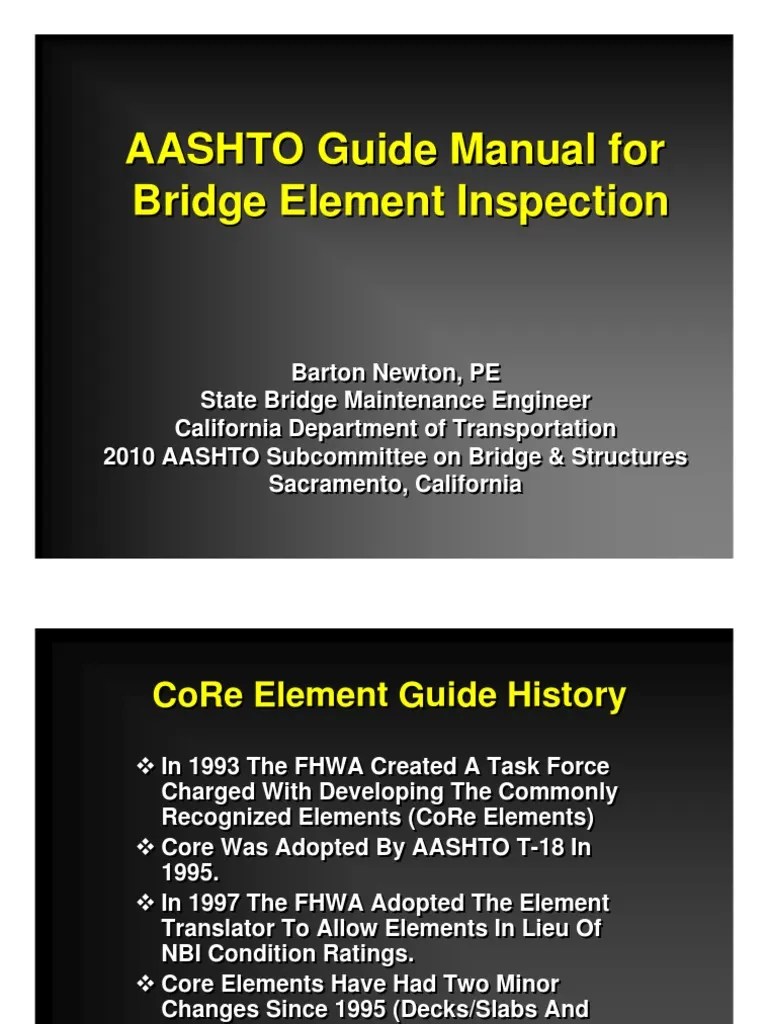 AASHTO Guide Manual For Bridge Element Inspection AASHTO PDF Federal Highway