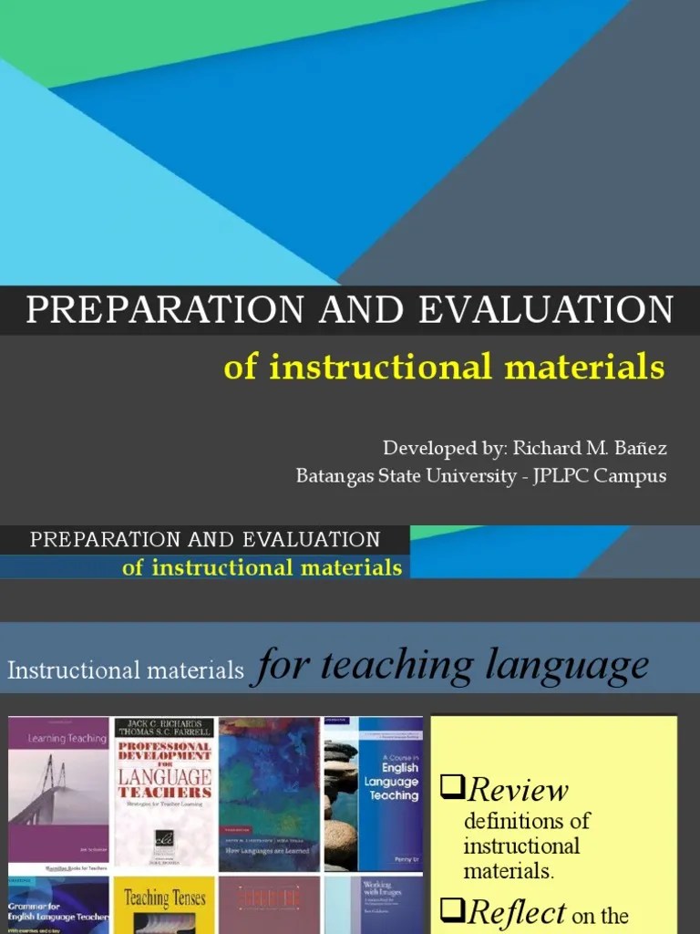 Preparing and Evaluating Language Teaching Materials PDF English As