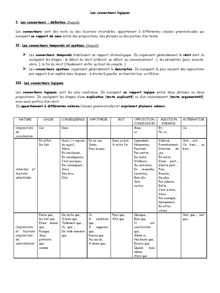 Les_connecteurs_logiques_4eme Sujet (Grammaire