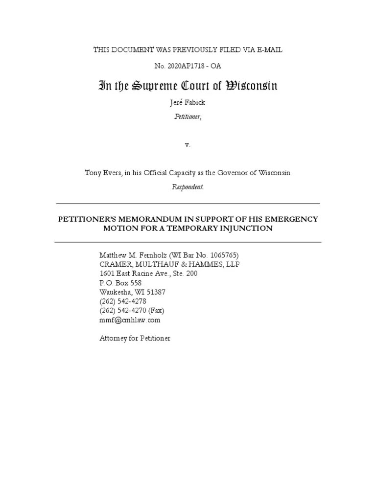 Injunction Request PDF Executive Order State Of Emergency