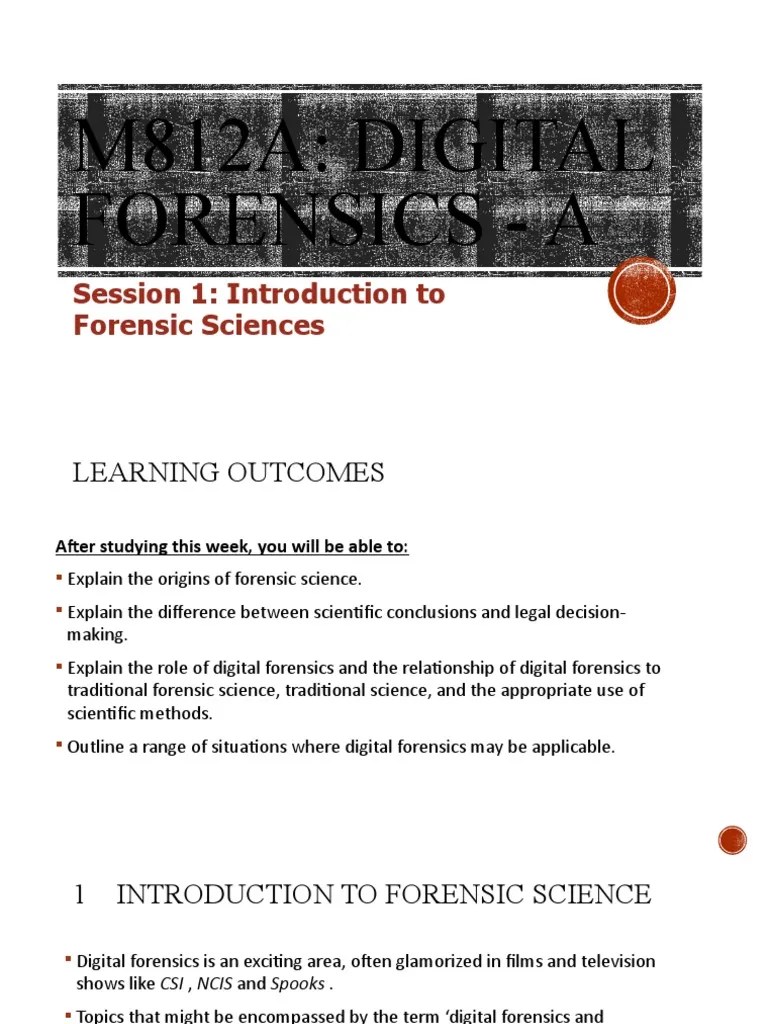 Session1 Intro To Digital Forensics PDF Digital Forensics Forensic Science