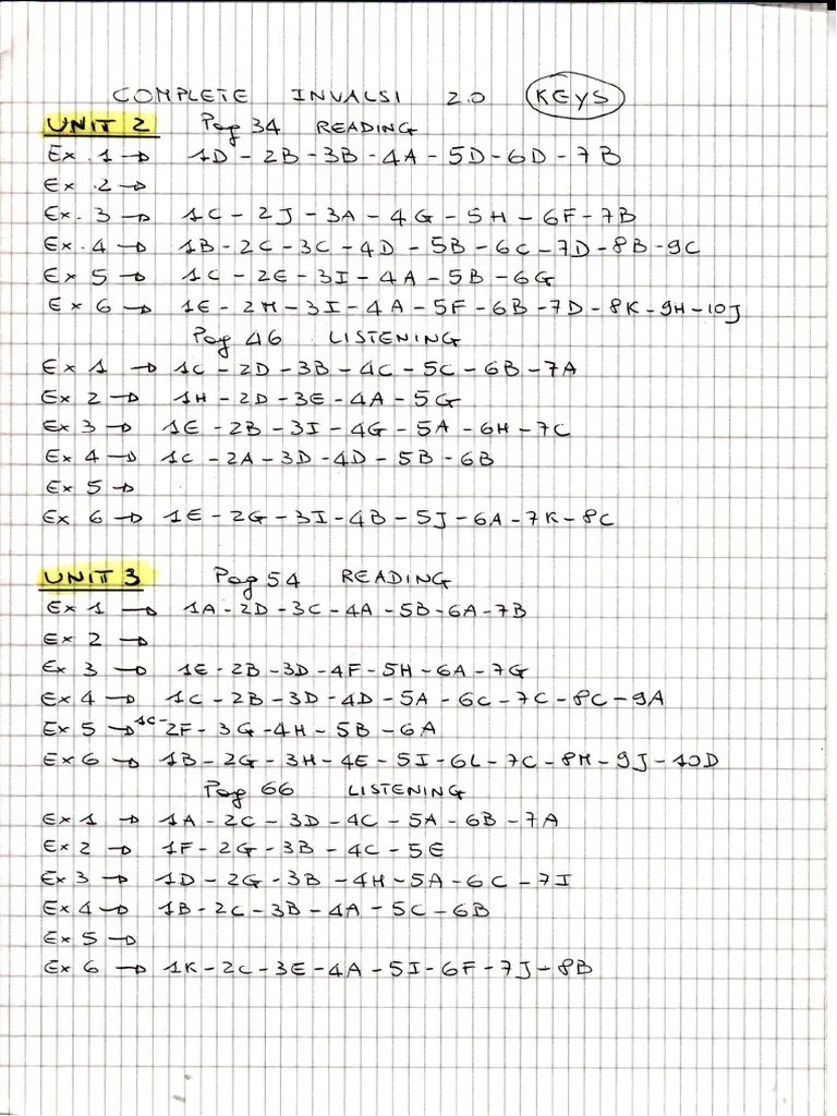 Complete Invalsi Keys Unit 23 PDF