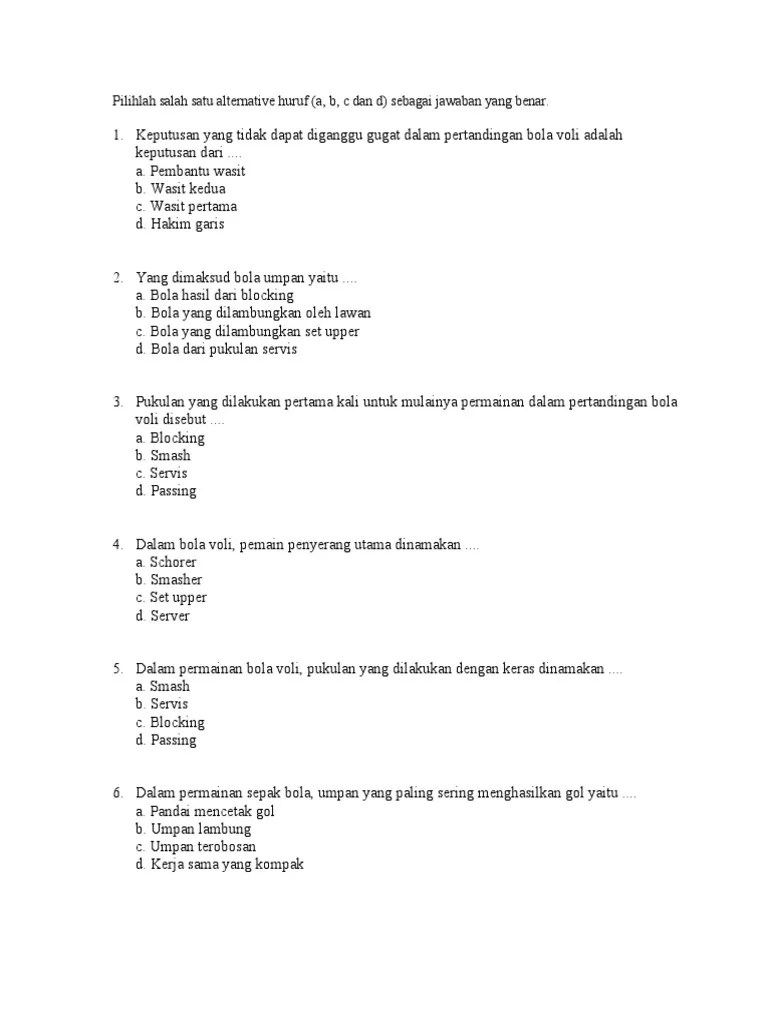 Soal Ujian Pjok | PDF
