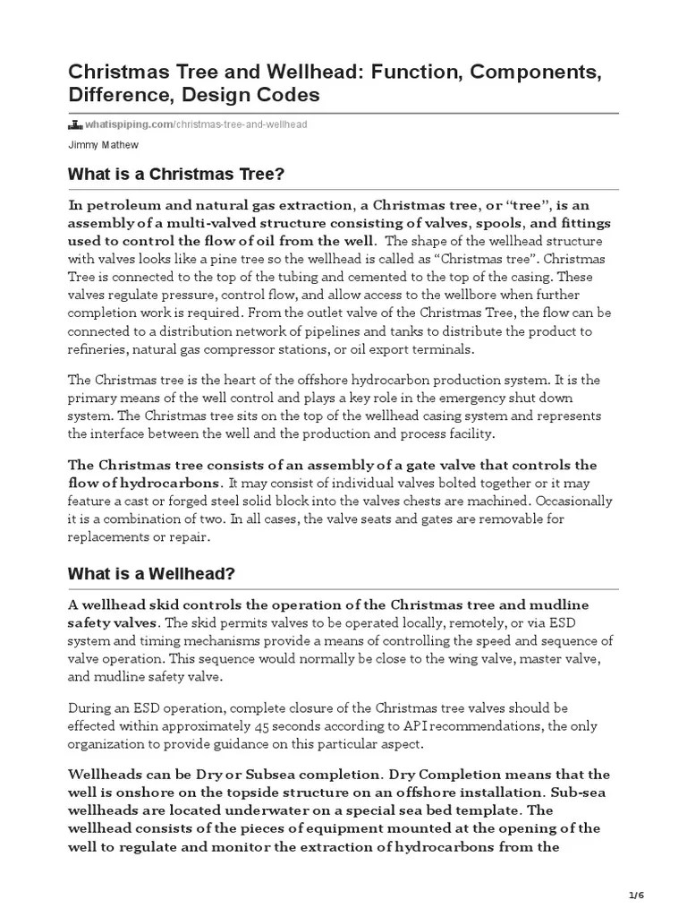 Christmas Tree and Wellhead Function Components Difference Design Codes