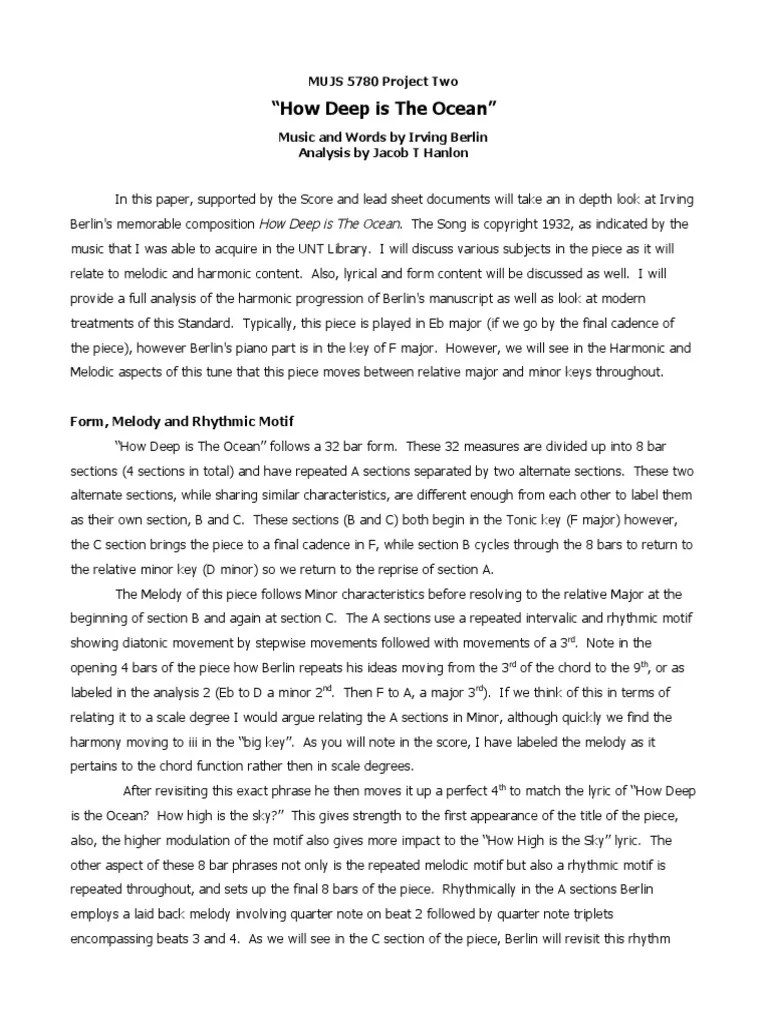 How Deep Is The Ocean Irving Berlin (A Study of Melody) PDF Chord
