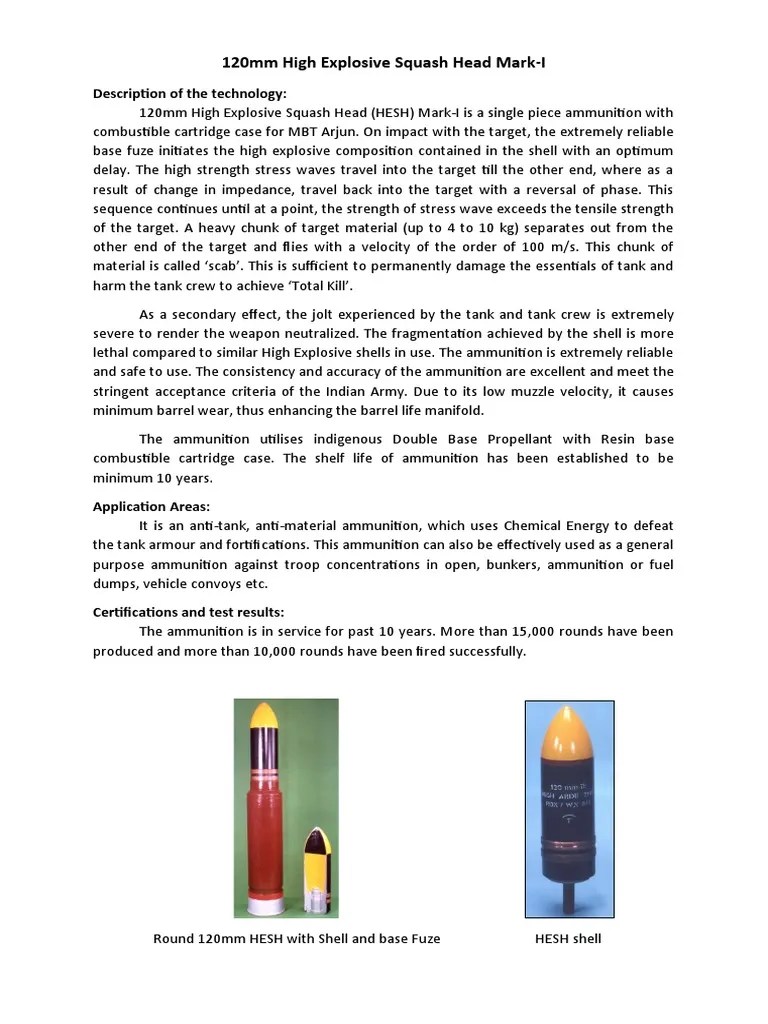 120mm High Explosive Squash Head MarkI Description of The Technology