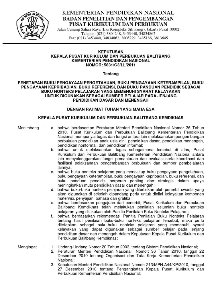 SK Puskurbuk Nomor 5831 g3 LL 2011 | PDF