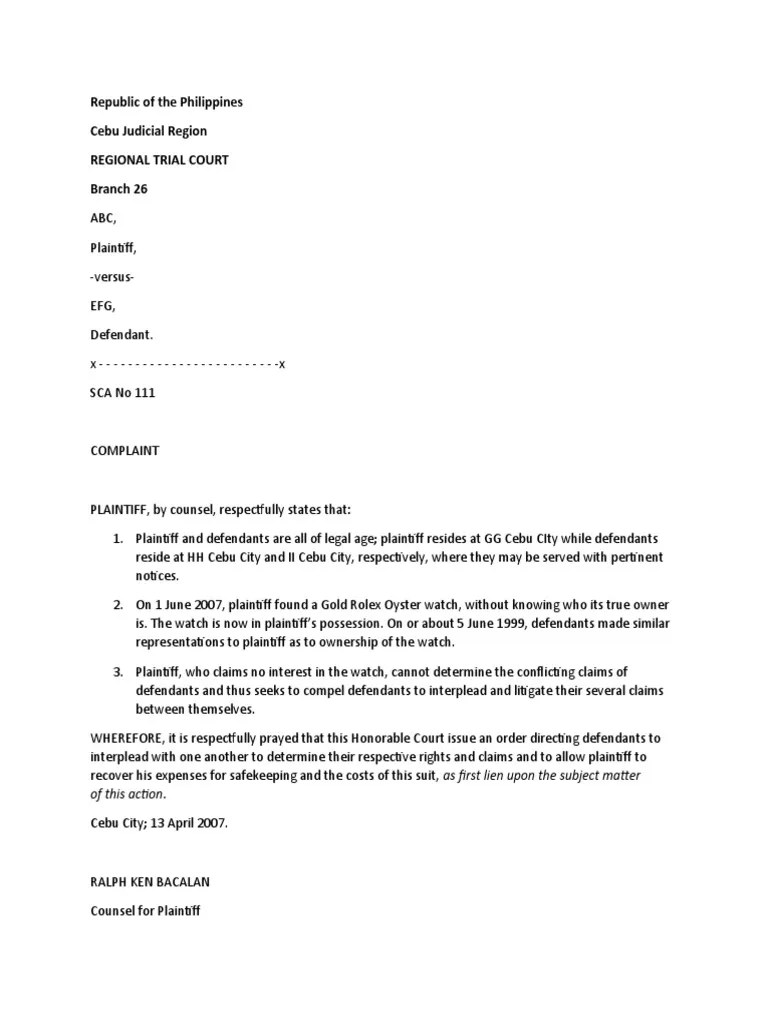 2 Interpleader PDF Legal Procedure Lawsuit