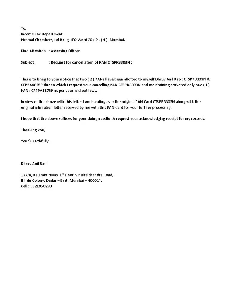 PAN Cancellation Letter PDF