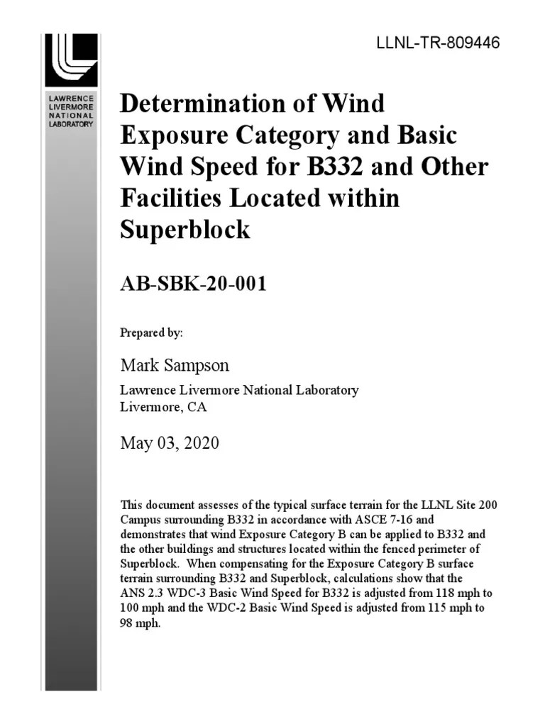 Determination of Wind Exposure Category and Basic Wind Speed For B332