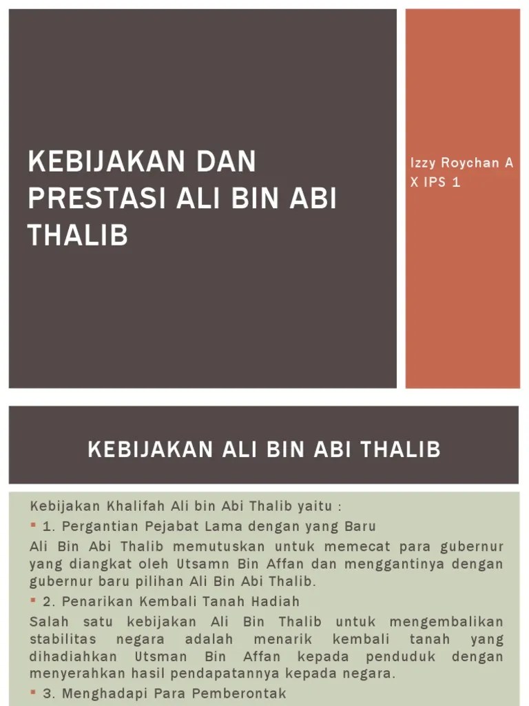 Kebijakan Dan Prestasi Ali Bin Abi Thalib 1 | PDF