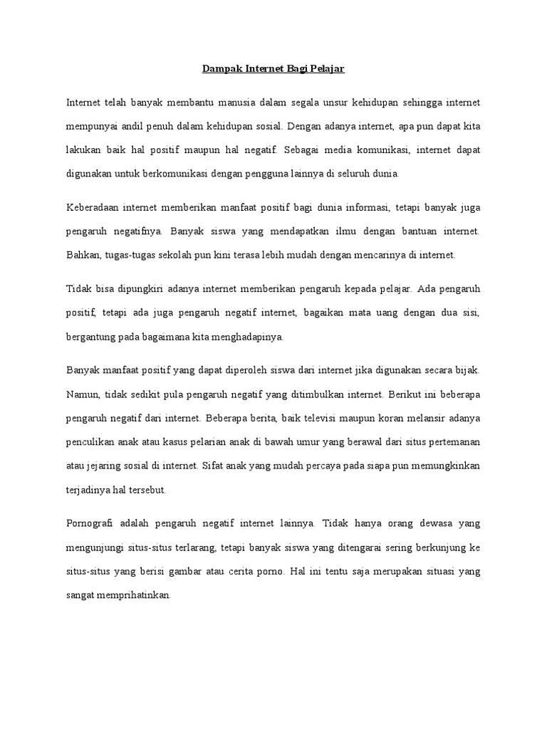 Dampak Internet Bagi Pelajar Teks Diskusi