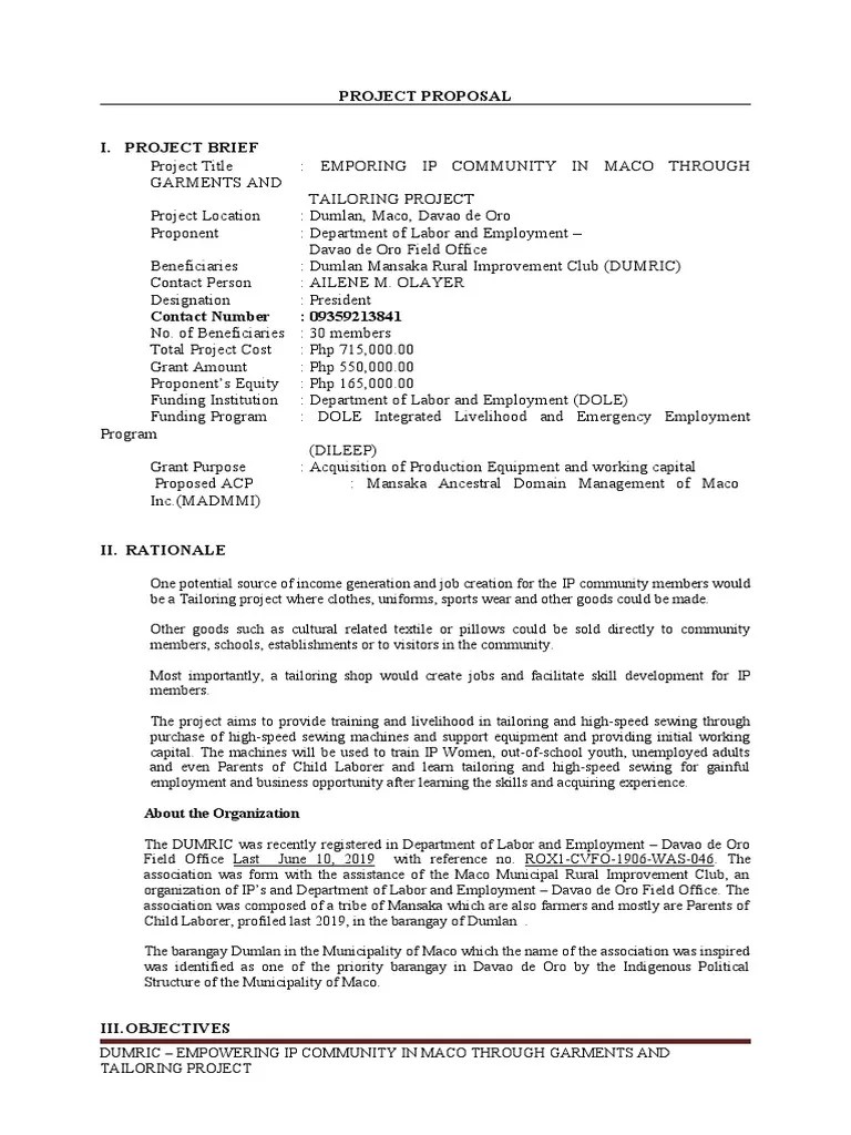 Garments Project Proposal Final1 PDF Seam (Sewing) Sewing