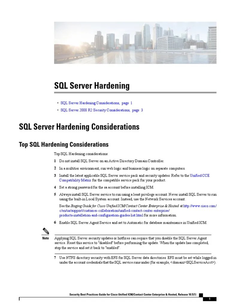 SQL Server Hardening Considerations PDF Password Microsoft Sql Server
