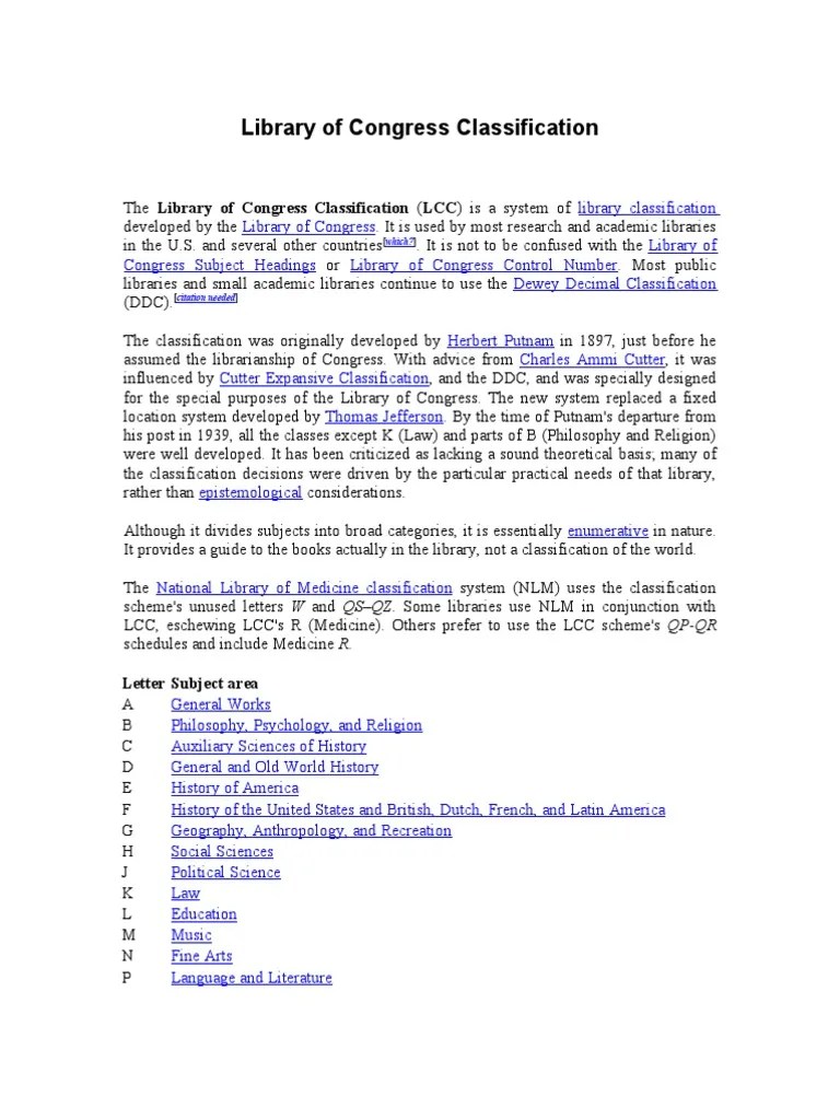 Library of Congress Classification