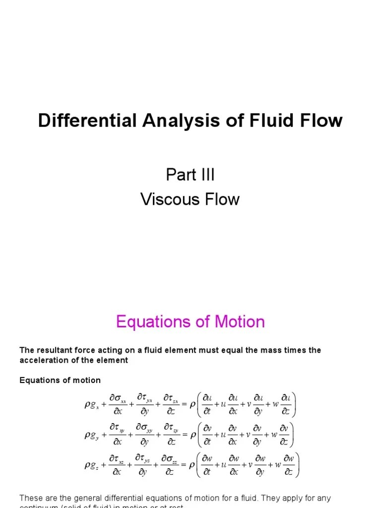 CH 6 Differential Analysis of Fluid Flow Part III Viscous Flow PDF