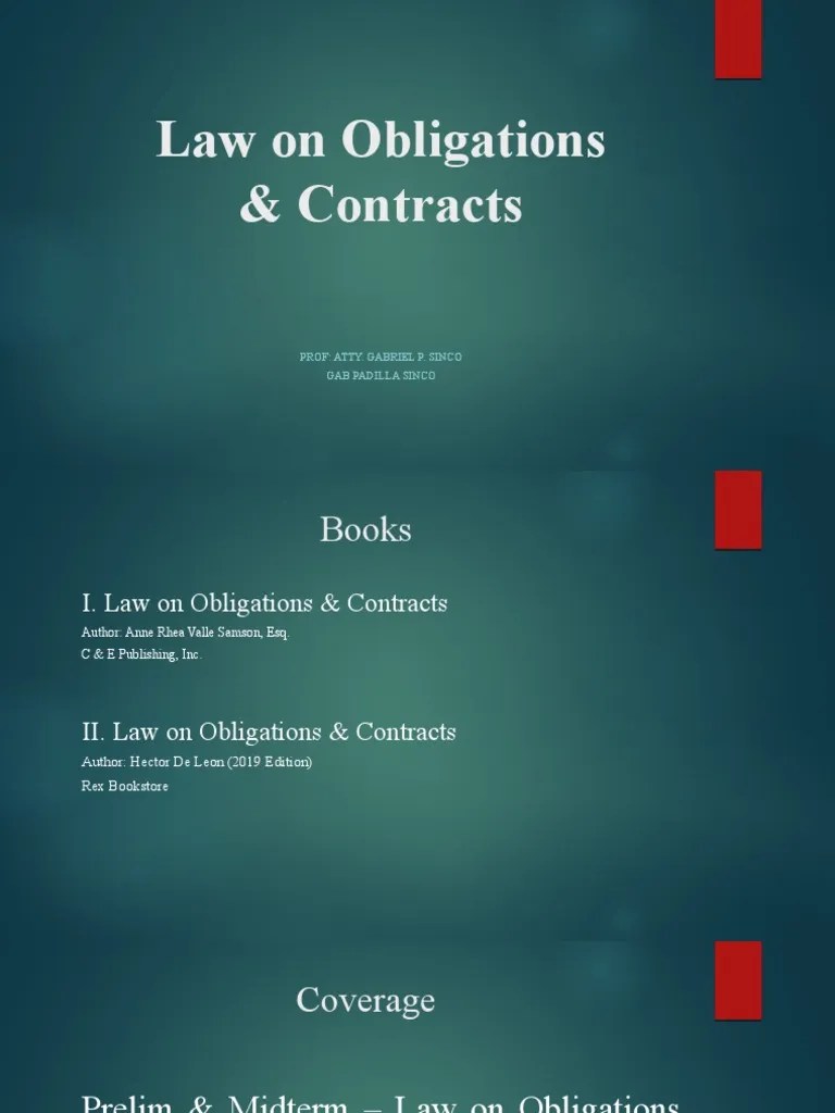 Law On Obligations & Contracts (BSA) PDF Negligence Statute Of