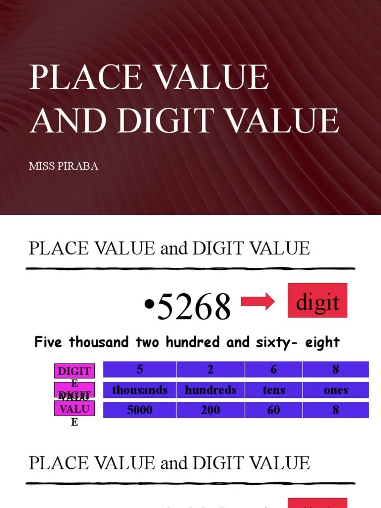 Place Value and Digit Value PDF Written Communication Vocabulary