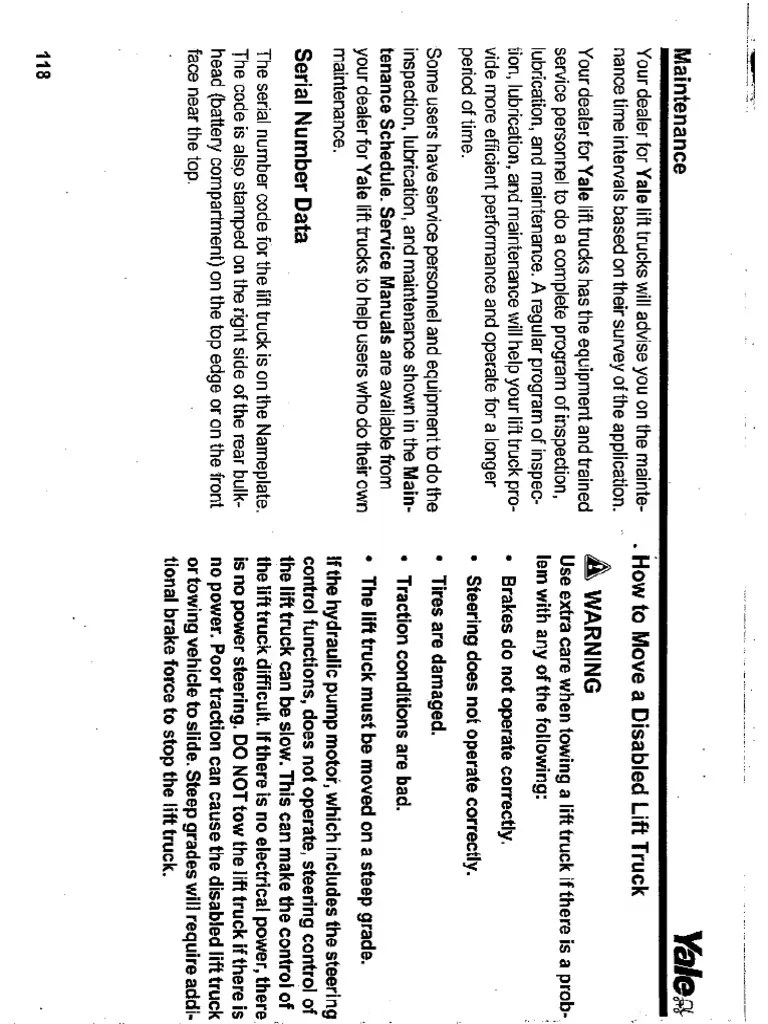 Yale Electric Forklift Maintenance Manual | PDF