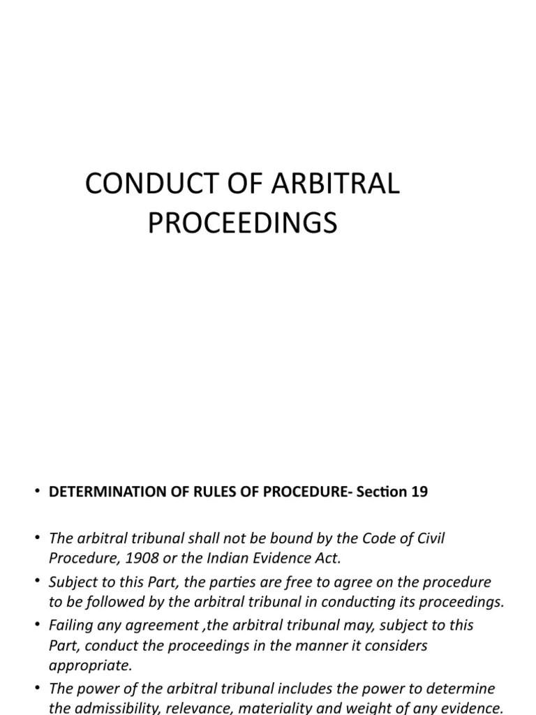 Conduct of Arbitral Proceedings PDF Arbitral Tribunal Arbitration