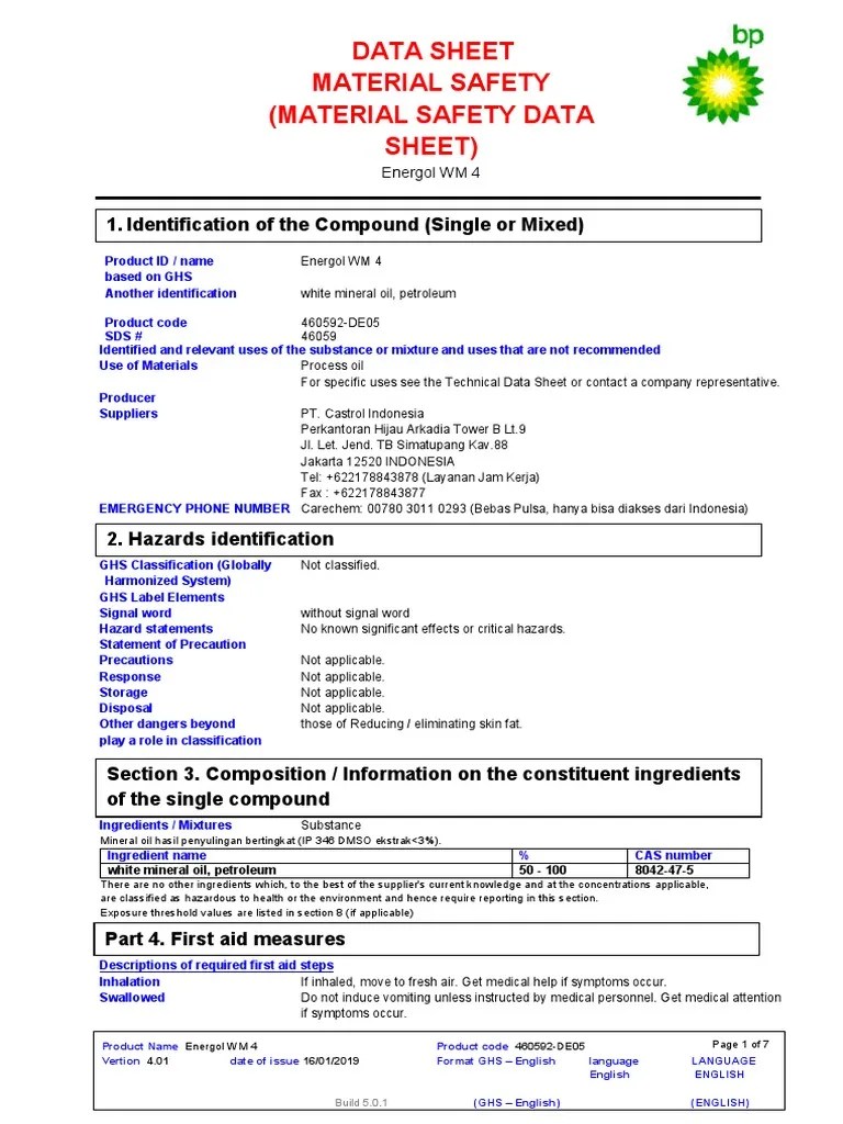 MSDS White Oil 2019 English PDF Personal Protective Equipment