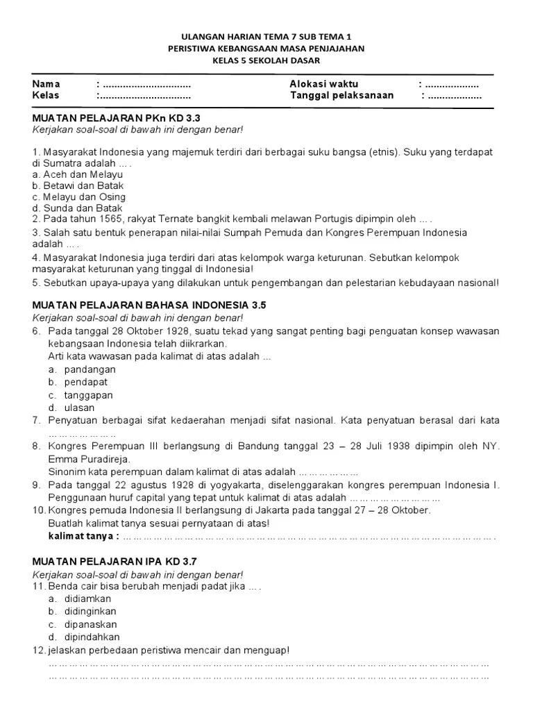 Soal Ulangan Harian | PDF