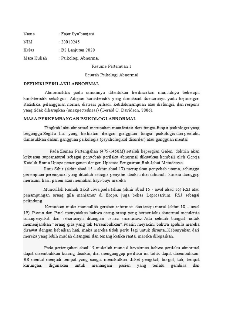 Psikologi Abnormal | PDF