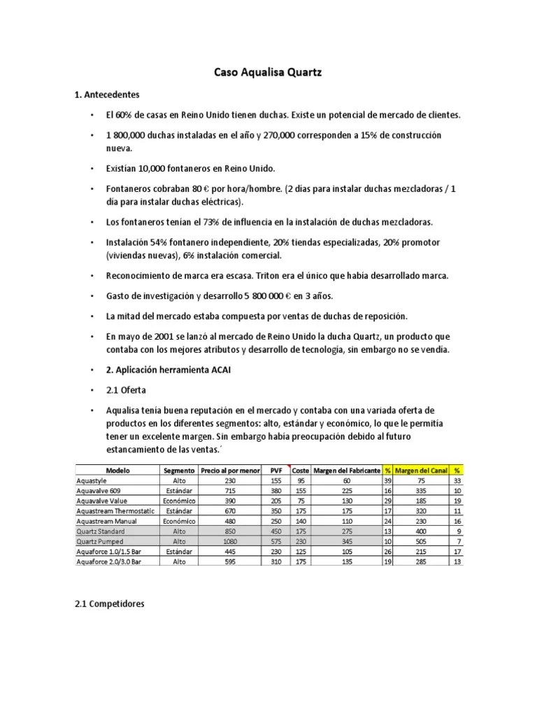 Caso Aqualisa Quartz PDF Mercado (economía) Business