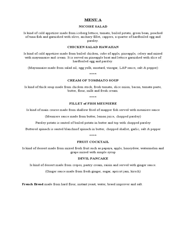 Menu Table D'hote PDF Salad Soup