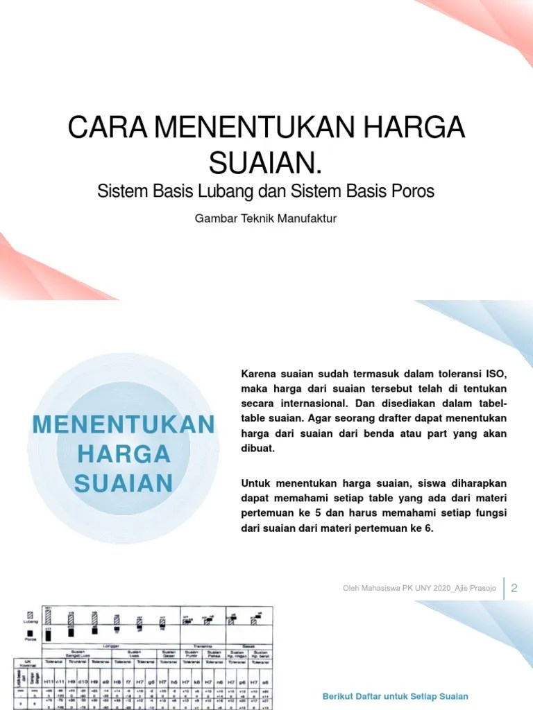 Pertemuan Ke 7 - Bagian 3 Suaian (Fits) (Cara Menentukan Harga Suaian Dan  Toleransinya) | PDF