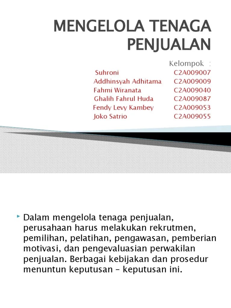 MENGELOLA TENAGA PENJUALAN