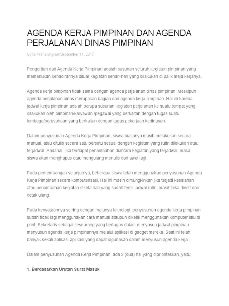 Materi Agenda Kegiatan Pimpinan Mentah | PDF