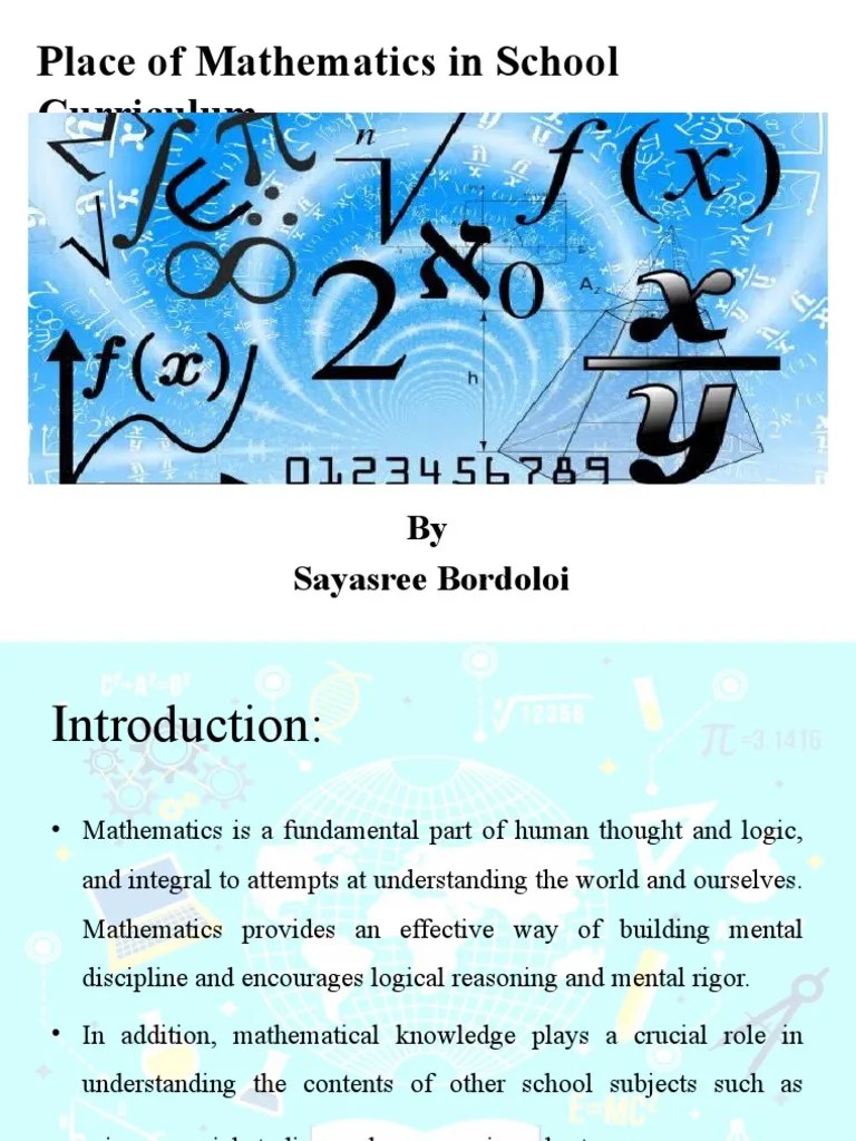 3.place of Mathematics in School Curriculum PDF Curriculum