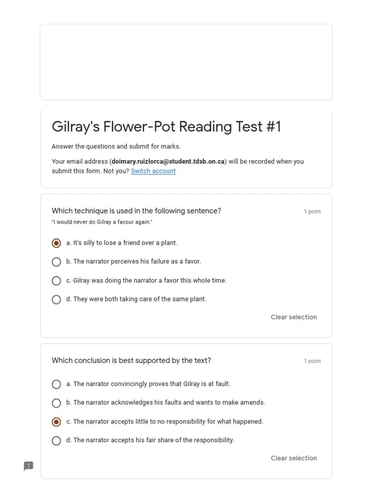 Gilray's Flower-Pot Reading Test #1 | PDF