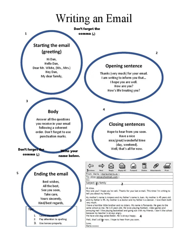 Writing An Email Starting The Email (Greeting) Opening Sentence PDF