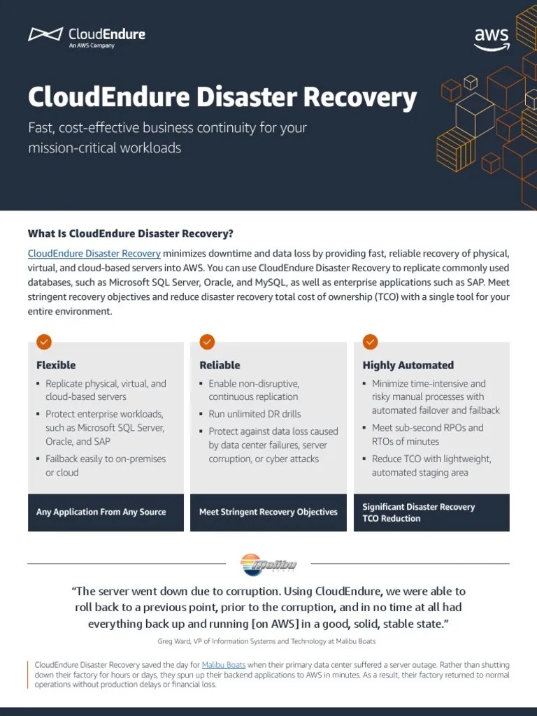 CloudEndure Disaster Recovery Brochure PDF Amazon  Services