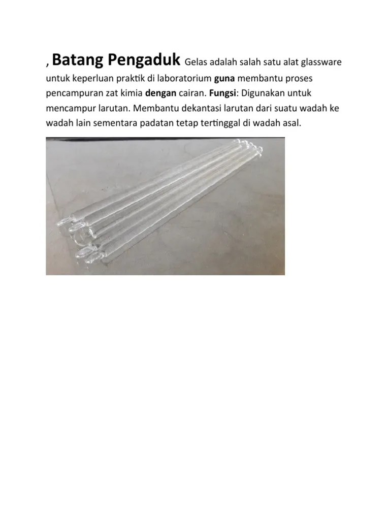 Batang Pengaduk, Corong Dan Kaca Arloji | PDF