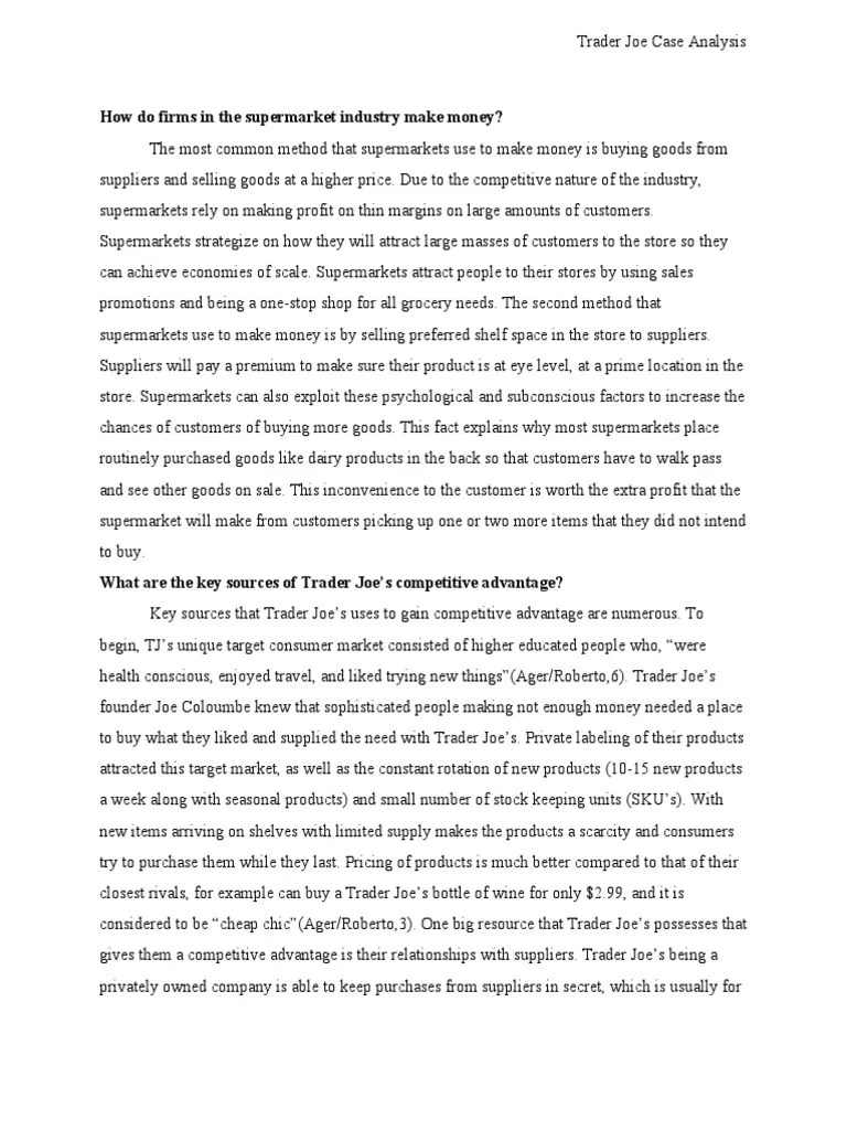 Trader Joe Analysis PDF Supermarket Walmart