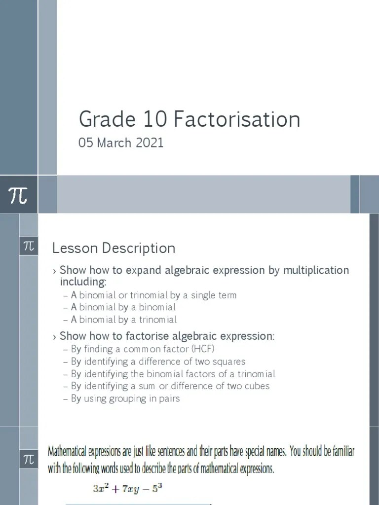 Grade 10 Factorisation: A Comprehensive Guide to Expanding and