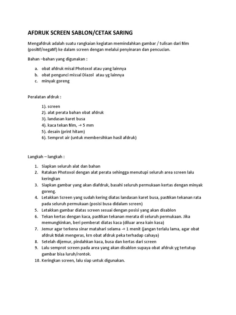 Afdruk Screen Sablon | PDF