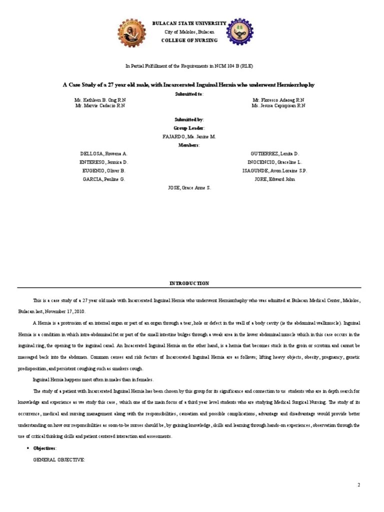 Final Case Study (Hernia) (1) Abdomen Animal Anatomy