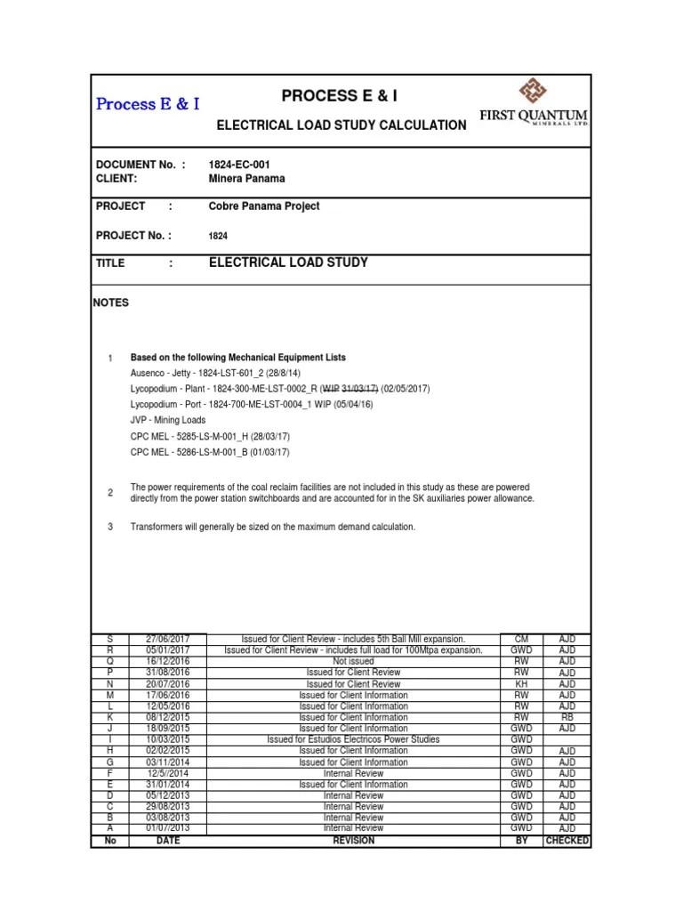 1824EC001 S Electrical Load Study PDF Mill (Grinding