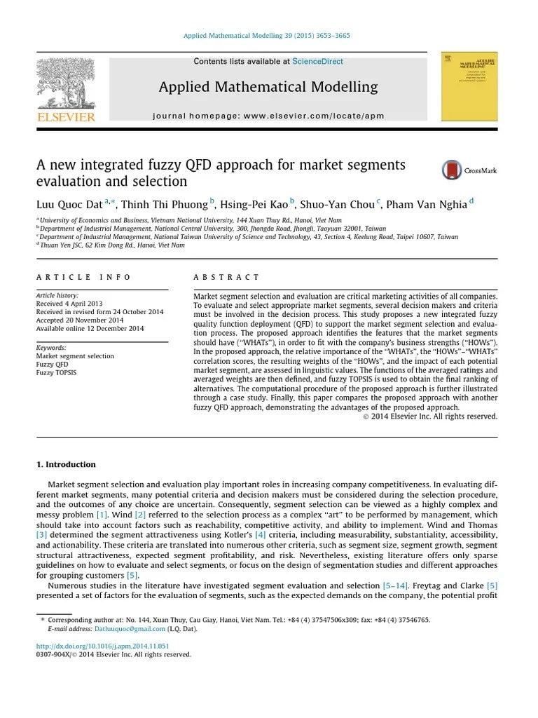 A New Integrated Fuzzy QFD Approach PDF Market Segmentation Image