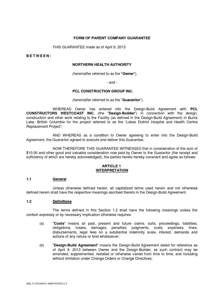 PArent Guarantee Schedule8