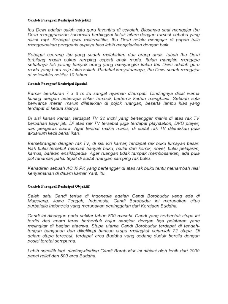 Contoh Paragraf Deskripsi | PDF