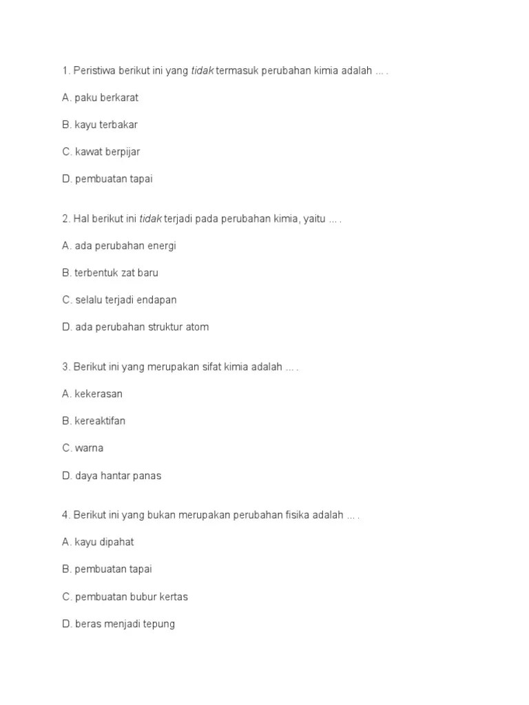 Soal Perubahan Fisika Dan Kimia | PDF