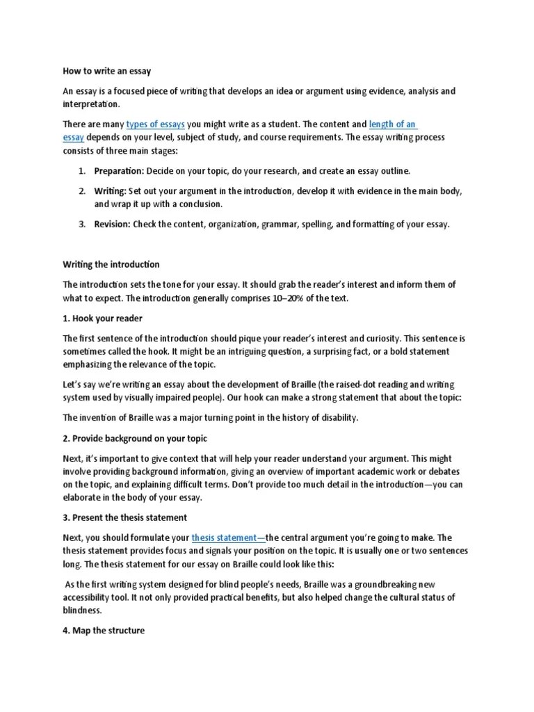 Types of Essays Length of An Essay PDF Visual Impairment Essays