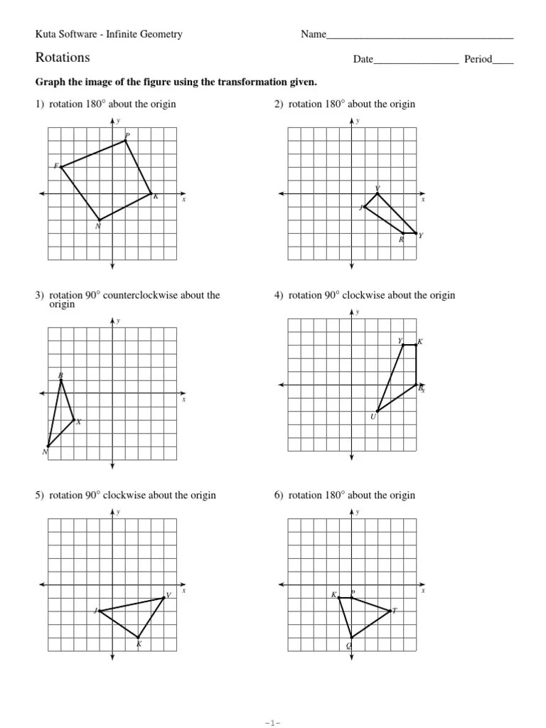 Rotation Worksheet PDF Space Geometric Measurement