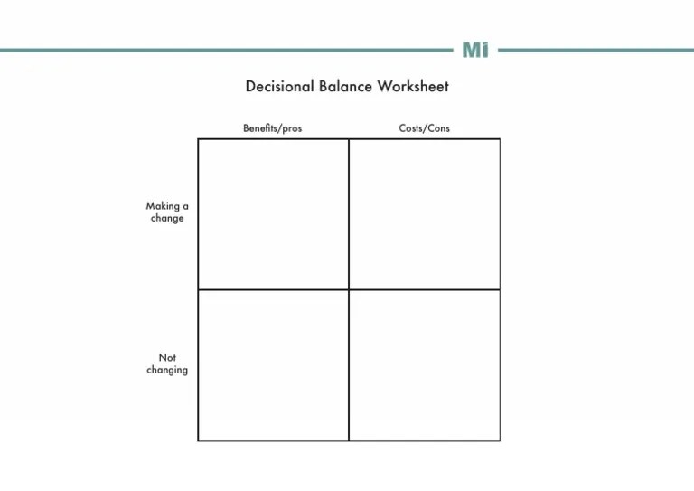 Decisional Balance Worksheet PDF