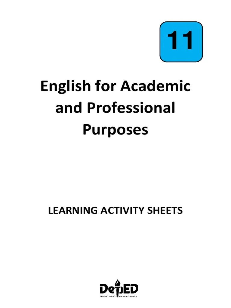 English For Academic And Professional Purposes Las Quarter 3 | Pdf |  Reading Comprehension | English As A Second Or Foreign Language